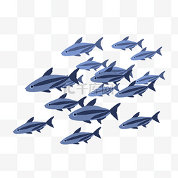 深蓝色海洋生物鱼群