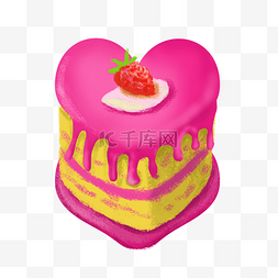 草莓爱心蛋糕图片_粉色爱心小蛋糕PNG免抠