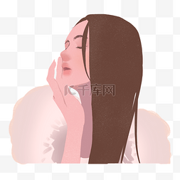 扁平风肌理图片_闭着眼睛的女人肌理插画png