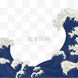 浮世绘浪花浪花图片_灰色水面浪花