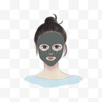 海藻面膜个人vip和企业vip免费下载免抠元素美容插画爱美女生敷面膜免