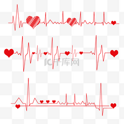心率波形图图片_手绘风格红色心动线