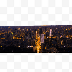 城市航拍夜景图片_武汉城市晚霞大气航拍