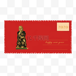 陶艺小和尚图片_2020新年中国红僧人罗汉古董明信