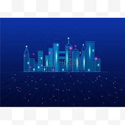 高科技城市图片_蓝色高科技城市