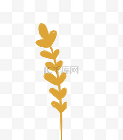 手绘树叶简单图片_手绘卡通黄色叶子植物免扣元素