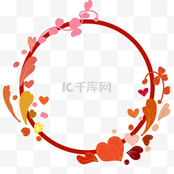 心形婚礼边框图片_红色圆圈边框插图