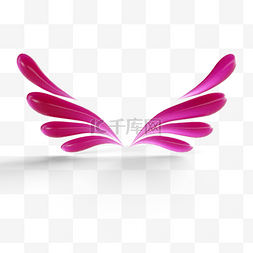 粉色透光几何翅膀3d元素