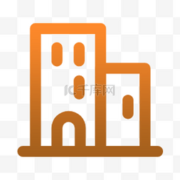 楼房抠图图片_橙色房屋楼房银行图标免抠图