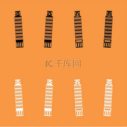 黑白的城市图片_比萨塔黑白套装图标