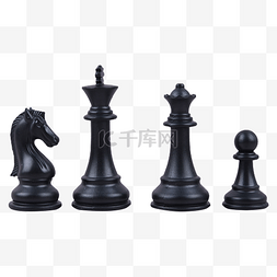 四个黑色国际象棋棋子简洁