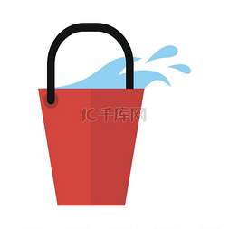 容器水图片_与水隔绝的红色桶象。