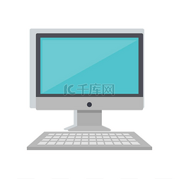 桌面灰色图片_与在白色隔绝的键盘的计算机显示