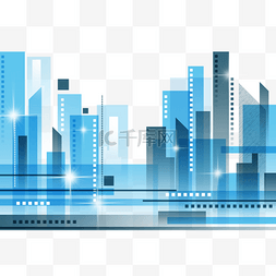 蓝色都市背景图片_城市景观未来派城市缩影