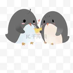 情侣喝果汁图片_喝果汁的情侣小企鹅