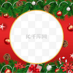 圆传统纹理图片_圣诞节红色圆形twibbon边框