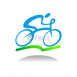 蓝色的自行车图片_骑山地自行车孤立图标的运动员。