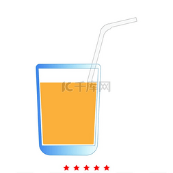 热带素材图片_带有吸管图标的果汁杯。