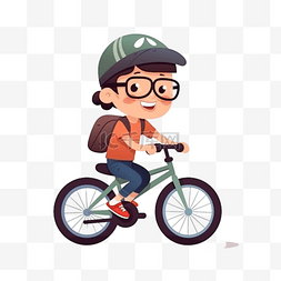 骑自行车插画图片_卡通手绘骑自行车儿童