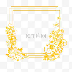 金线花卉图片_金线花卉花朵婚礼正方形边框