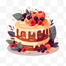 手绘卡通生日蛋糕甜点
