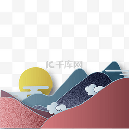 中国风元素风景海报图片_中国风山水立体虎年剪纸底部