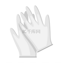 扁平风格的医用手套图标白色背景