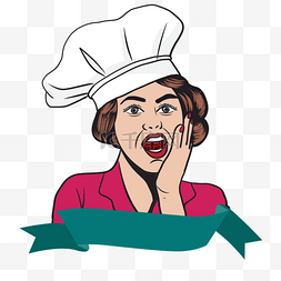 漫画女性戴帽子厨师