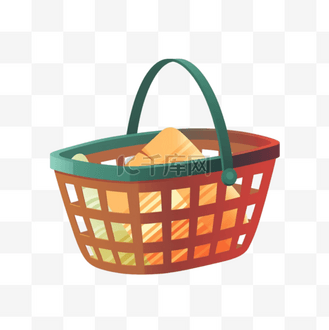 扁平风卡通购物筐