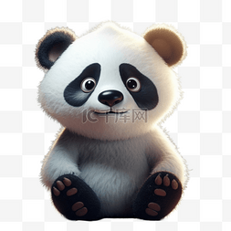 可爱卡通动物素材图片_3D毛绒卡通可爱动物熊猫