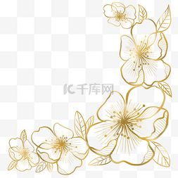 春天花卉边框图片_光效金边桃花植物花卉边框