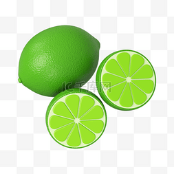 3DC4D立体水果青檬柠檬