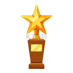 荣誉奖杯图标图片_带有星星的金奖图标体育或企业比