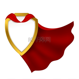 红色褶皱布料图片_带红色斗篷的徽章。