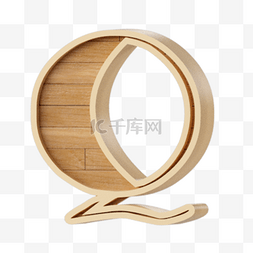 创意字母Q设计图片_3d砖石木质结构卡通字母q