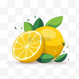 夏季扁平卡通风鲜切柠檬