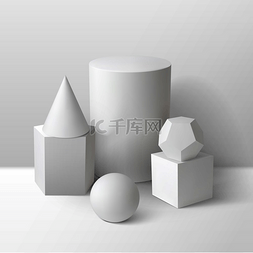 球和立方体图片_基本立体测量形状单色构图包括立