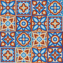 瓷砖墙纹理图片_古代马赛克瓷砖图案五颜六色的镶