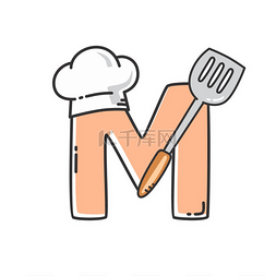 厨师帽矢量图片_字母开头的厨师帽带有抹刀餐厅主