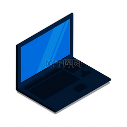 网络监控图标图片_带空白蓝屏的笔记本电脑平面图标