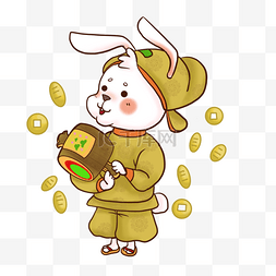 七福神大黑天日本新年吉祥物兔子