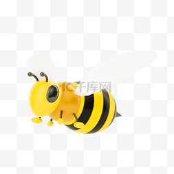 黄色春天图片_黄色C4D立体仿真春天动物蜜蜂