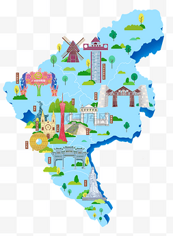 城市建筑广州市旅游风景区地图地