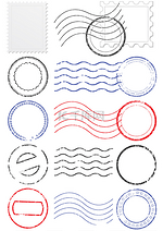 向量组的不同邮戳和邮票.