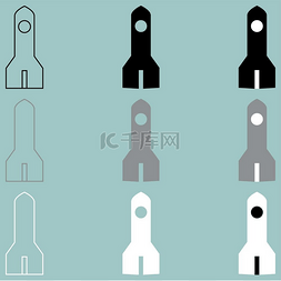 人造卫星图标图片_火箭黑色灰色白色图标。火箭黑色