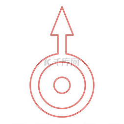 霓虹灯轮廓图片_霓虹灯符号天王星红色矢量插图图