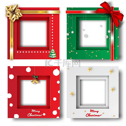 折纸风格背景图片_圣诞快乐和新年快乐边框照片设计