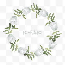 请柬水彩植物边框图片_白玫瑰水彩婚礼边框