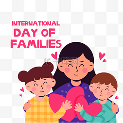 人物团聚图片_微笑母亲孩子可爱卡通国际家庭日