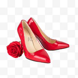 红色高跟鞋玫瑰花